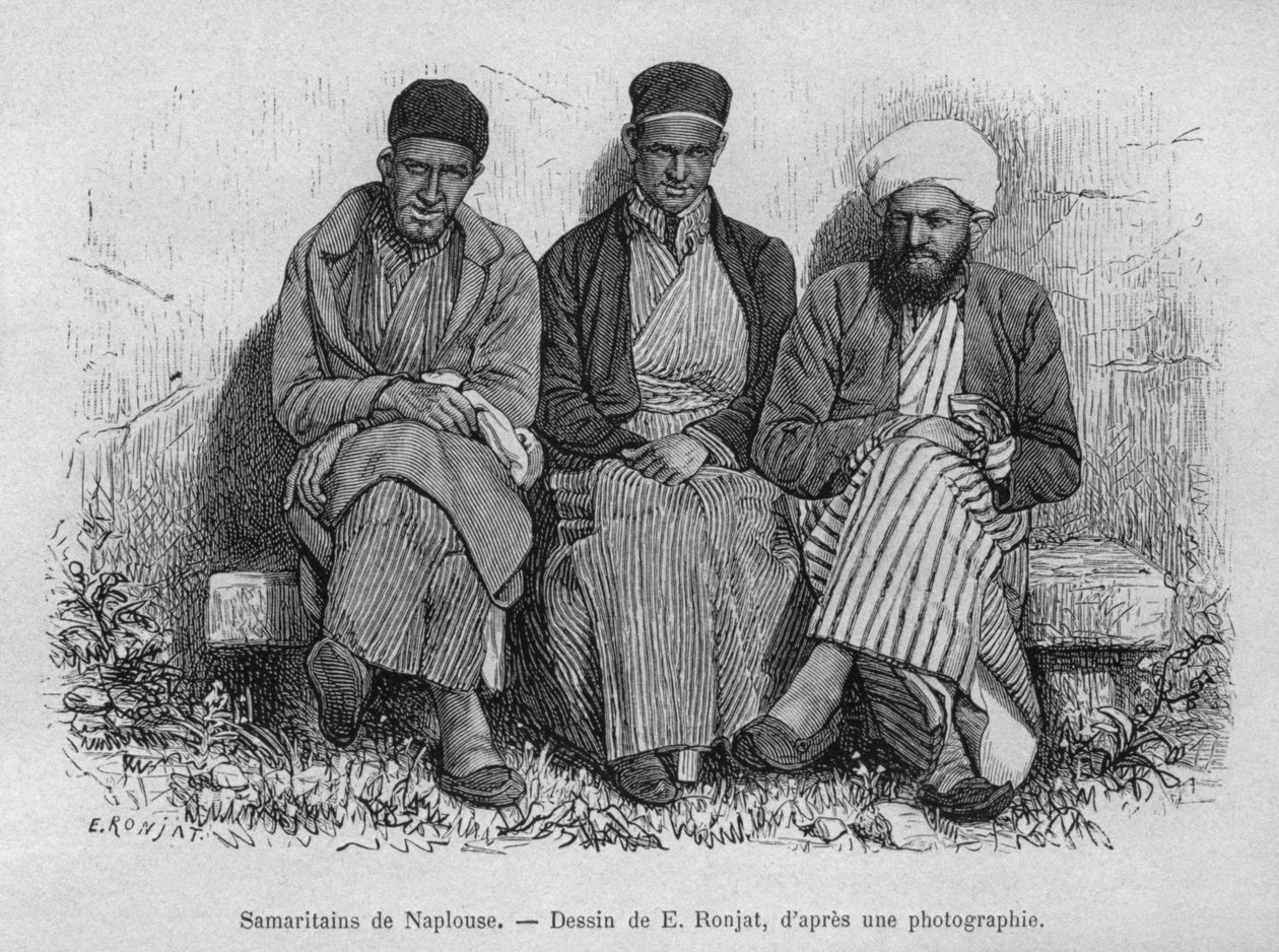 السامريون في نابلس من سوريا اليوم. رحلات إلى فينيسيا ولبنان وجودي. 1875-1880 من لويس تشارلز إميل لورت ، 1884 (النقش وزن الجسم) بواسطة المدرسة الفرنسية