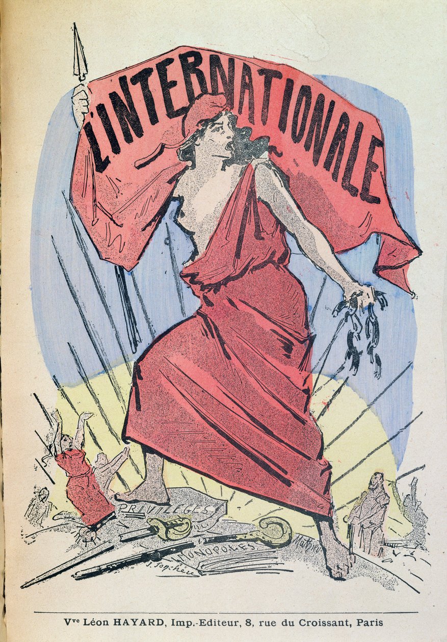 نتيجة الأغنية LInternationale c.1900 (نقش الألوان) بواسطة المدرسة الفرنسية
