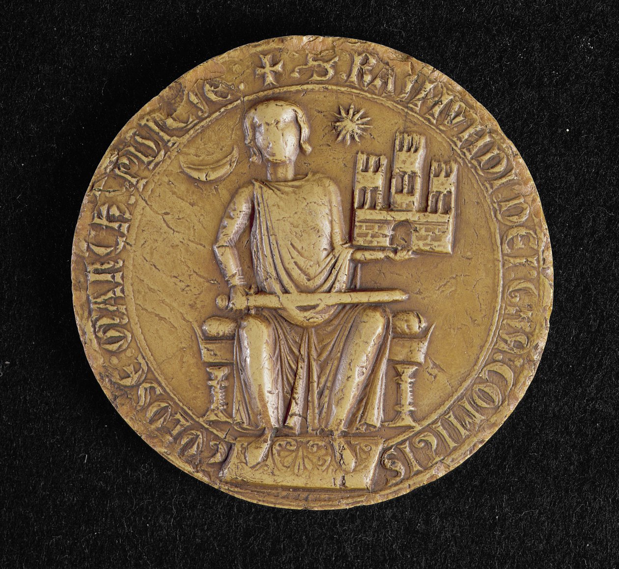 الختم الثاني لريموند السابع (1197-1249) من تولوز (الشمع) بواسطة المدرسة الفرنسية
