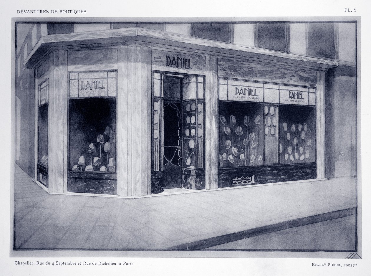 واجهة المتجر ، اللوحة 4 ، رسم توضيحي من Devantures de Boutiques بواسطة Louis-Pierre Sezille ، باريس ، 1927 بواسطة المدرسة الفرنسية