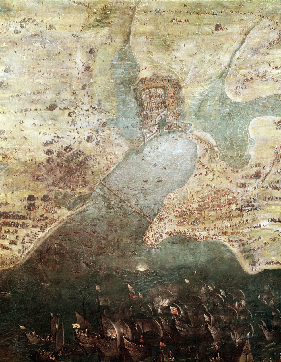 حصار مدينة لاروشيل عام 1627 بالتفصيل (اللوحة عام 1640) بواسطة المدرسة الفرنسية