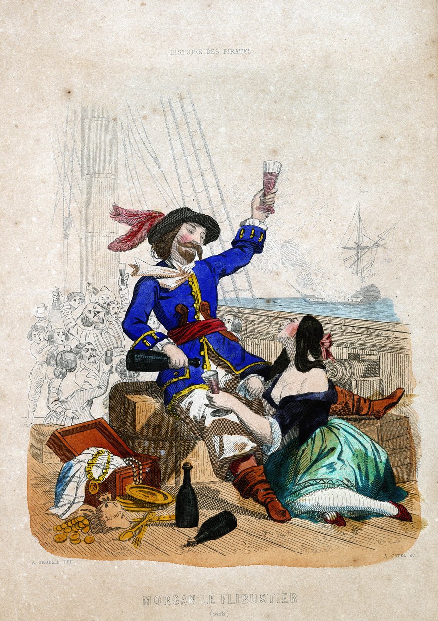 السير هنري مورغان (1635-1688) (Morgan the flibustier): مواطن من ويلز في "تاريخ القراصنة وسراديسي المحيط والبحر الأبيض المتوسط" بقلم ب. كريستيان بواسطة المدرسة الفرنسية