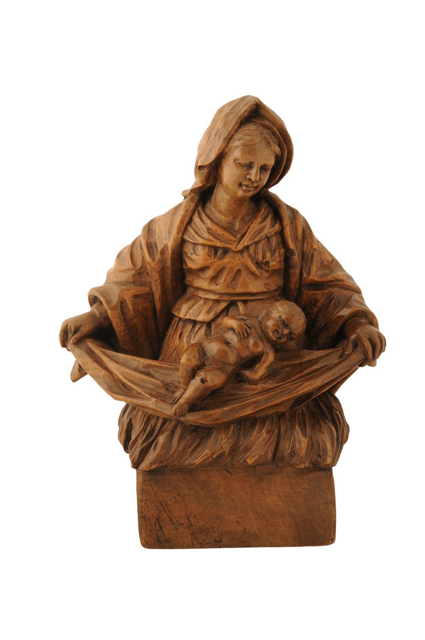 Small limewood carving of the Madonna and Child (limewood) بواسطة المدرسة الفرنسية