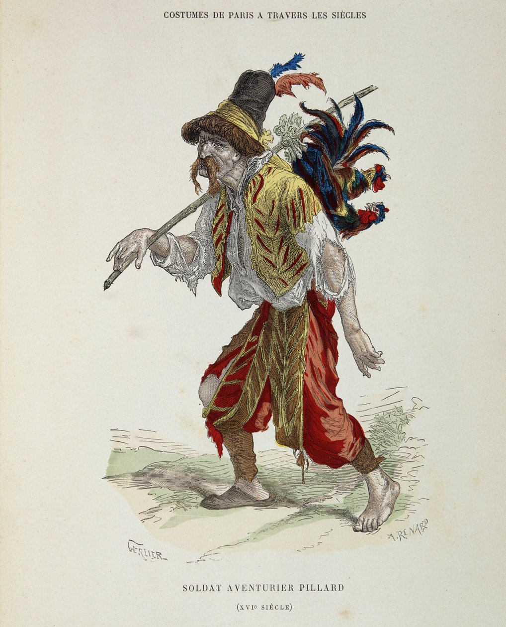 Soldier adventurer pillard (vagabond) in the 16th century - in “The costume of Paris through the centuries”” بواسطة المدرسة الفرنسية