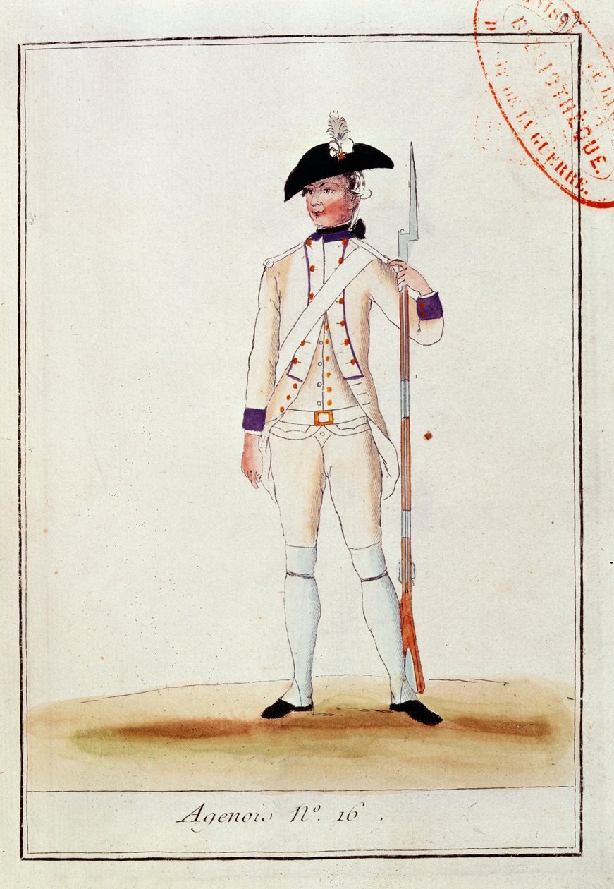 جندي من فوج المشاة الفرنسي Agenois ، c.1780 بواسطة المدرسة الفرنسية