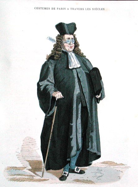 المحامي عام 1725 ، من "Costumes de Paris a Travers les Siecles" نُشر عام 1887 (نقش ملون) بواسطة المدرسة الفرنسية