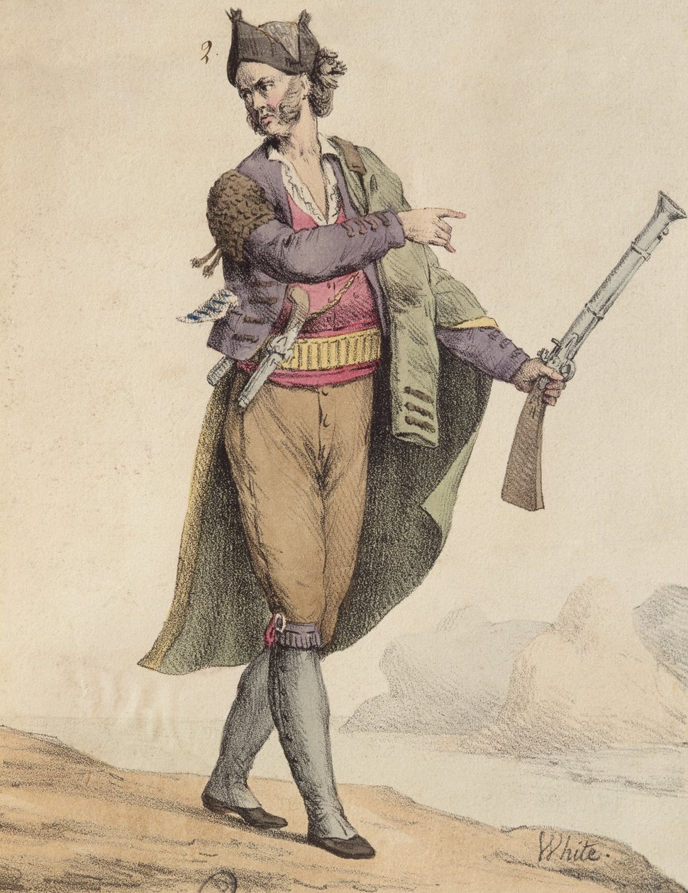 المهرب الإسباني في منطقة قادس ، 1815 ، منقوش بواسطة لانجلوم (القرن التاسع عشر) بواسطة المدرسة الفرنسية