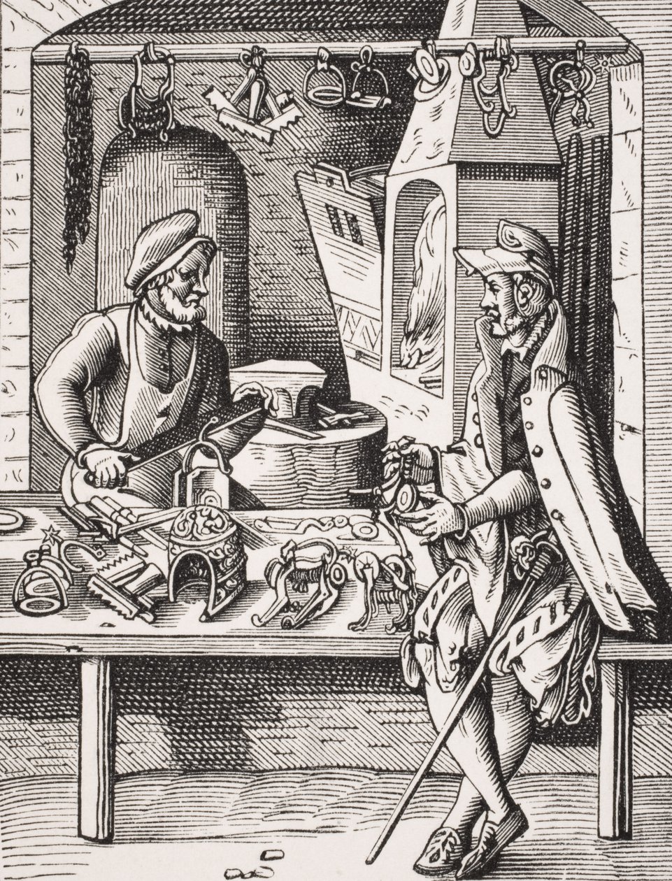 Spur Maker ، استنساخ قطع خشبية لجوست عمان (1539-91) من "Le Moyen Age et La Renaissance" بقلم بول لاكروا (1806-1884) المنشور عام 1847 (ليثو) بواسطة المدرسة الفرنسية