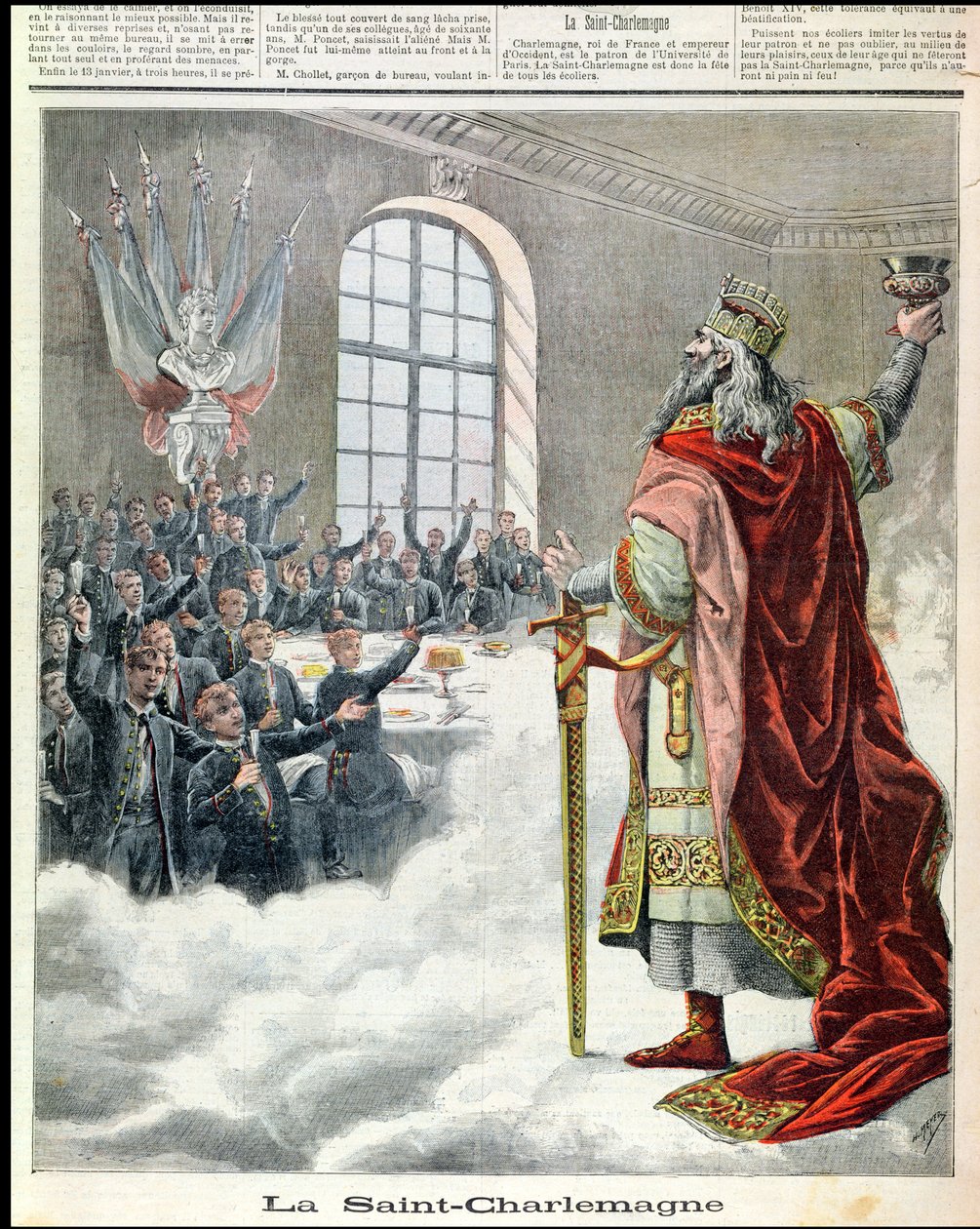 القديس شارلمان ، شفيع أطفال المدارس ، من Le Petit Journal Illustre ، 1892 بواسطة المدرسة الفرنسية