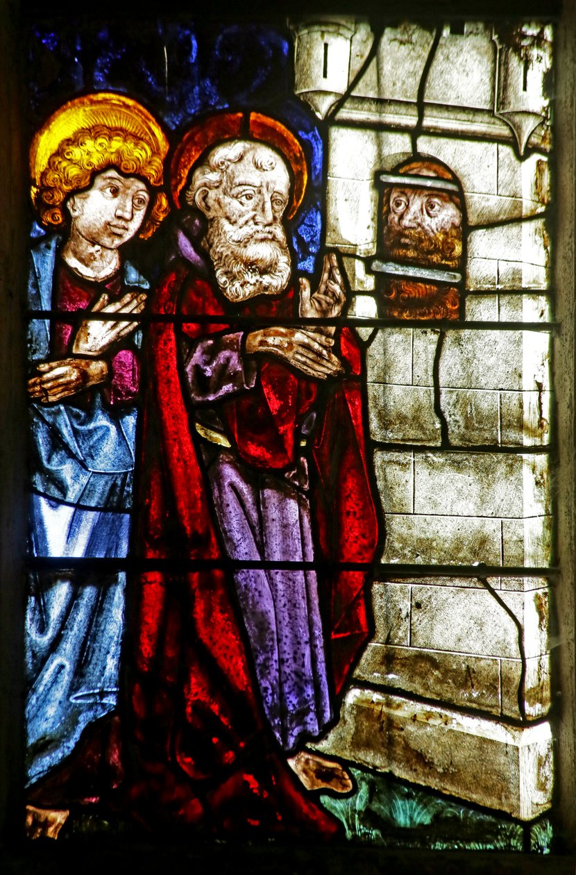 St John the Baptist in prison visited by St John and another Apostle بواسطة المدرسة الفرنسية