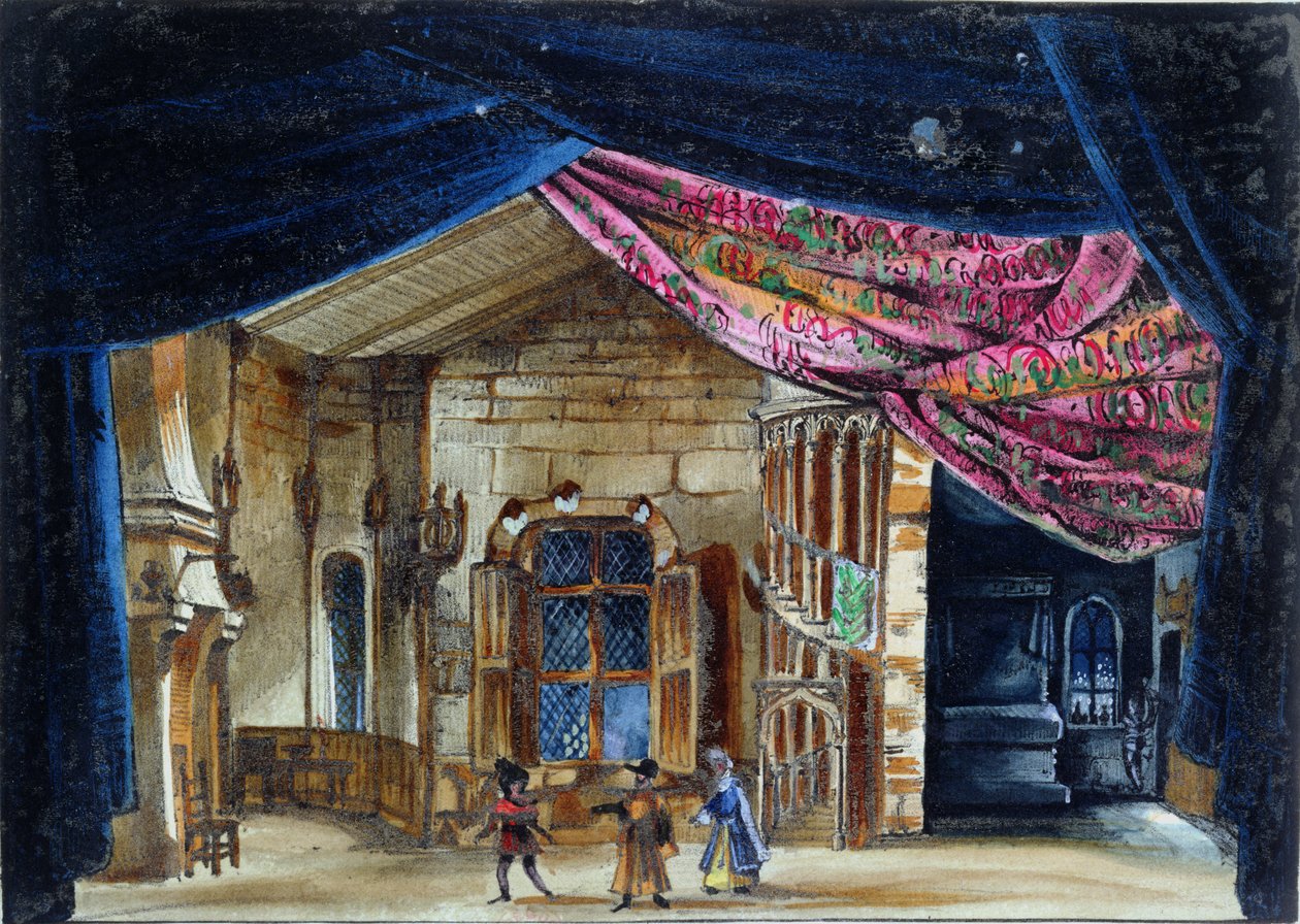 تصميم المرحلة للقانون الثاني من La Juive ، تم إجراؤه لأول مرة في أوبرا باريس في 23 فبراير 1835 ، (مرحاض على ورق) بواسطة المدرسة الفرنسية