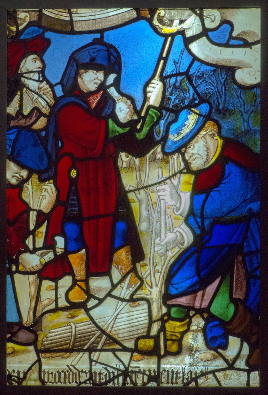 زجاج ملون ، نحت الأنبياء الكرمة (موضوع الصحافة الصوفية حوالي عام 1540) بواسطة المدرسة الفرنسية