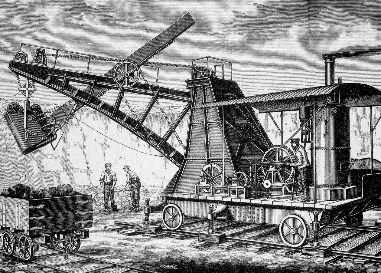 Steam Terrassier of Ruston and Proctor - في ألبوم العلوم "" ؛ علماء لامعون الاكتشافات العظيمة "" "1896. بواسطة المدرسة الفرنسية