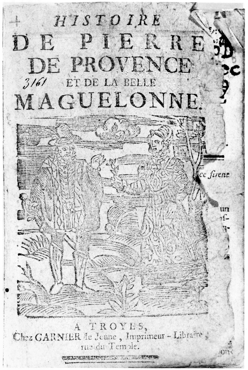 قصة بيير دي بروفانس و Belle Maguelonne ، Bibliotheque Bleue ، Troyes ، 1738 بواسطة المدرسة الفرنسية