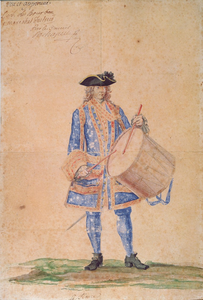 دراسة لزي كابتن بحري متمركز في لوهافر ، 1718 (قلم رصاص ، لون جسم ومرحاض على ورق بني) بواسطة المدرسة الفرنسية