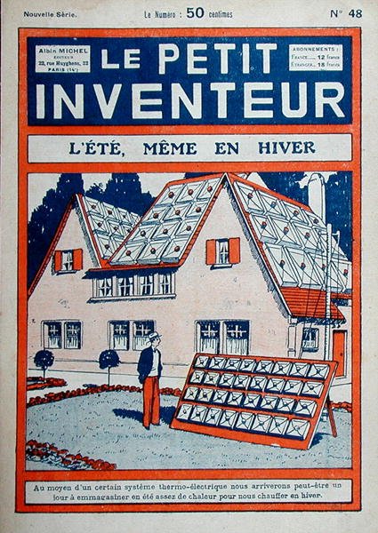"الصيف ، حتى أثناء الشتاء" ، رسم توضيحي للغلاف من "Le Petit Inventeur" عام 1929 (لون ليثو) بواسطة المدرسة الفرنسية