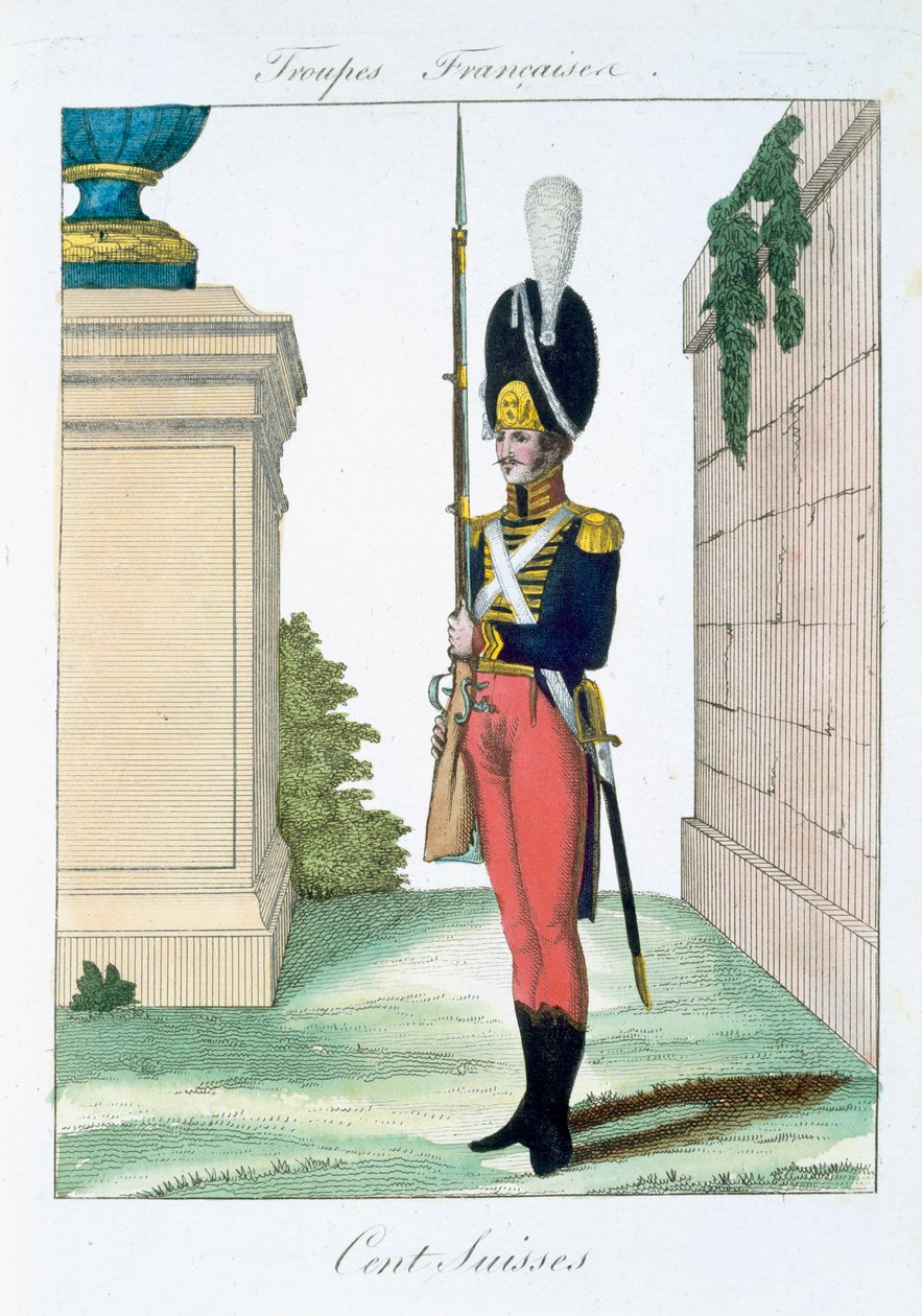 سنتوريان سويسري ، من Tubses Francaises ، حانة. شي باسيت ، باريس ، 1790 بواسطة المدرسة الفرنسية