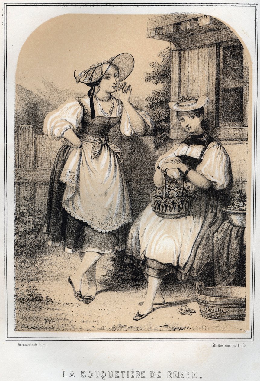 أزياء سويسرية - وعل برن - نقش في "THE SOURIES DE MON UNCLE MEMORIES ET RECITTS DE Voyages" بقلم MORING MICHEL - نهاية القرن التاسع عشر بواسطة المدرسة الفرنسية