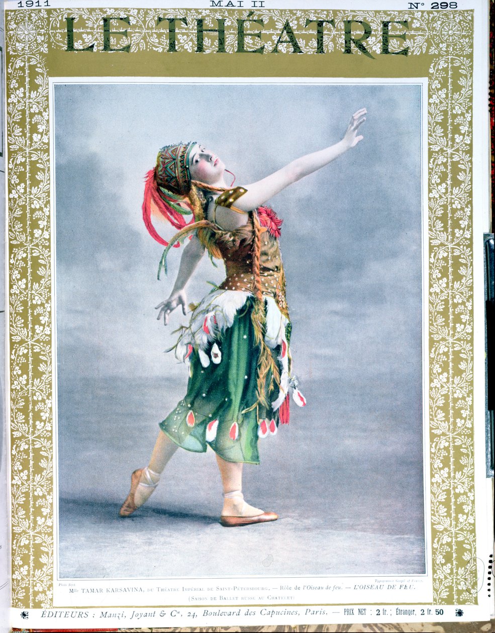 تمارا بلاتنوفنا كارسافينا (1885-1978) مثل The Firebird بواسطة إيغور سترافينسكي (1882-1971) من الغلاف الأمامي لمجلة Le Theatre ، مايو 1911 بواسطة المدرسة الفرنسية