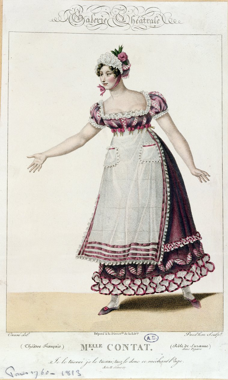 الممثلة مدموزيل كونتات في دور سوزان في زواج فيغارو بقلم بيير أوجوستين كارون دي بومارشيه (1732-1997) بواسطة المدرسة الفرنسية