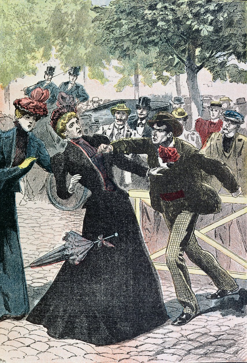 اغتيال إليزابيث (1837-1898) إمبراطورة النمسا من قبل Luccheni ، 10 سبتمبر 1898 ، رسم توضيحي من Le Pelerin ، 1898 (نقش الألوان) بواسطة المدرسة الفرنسية