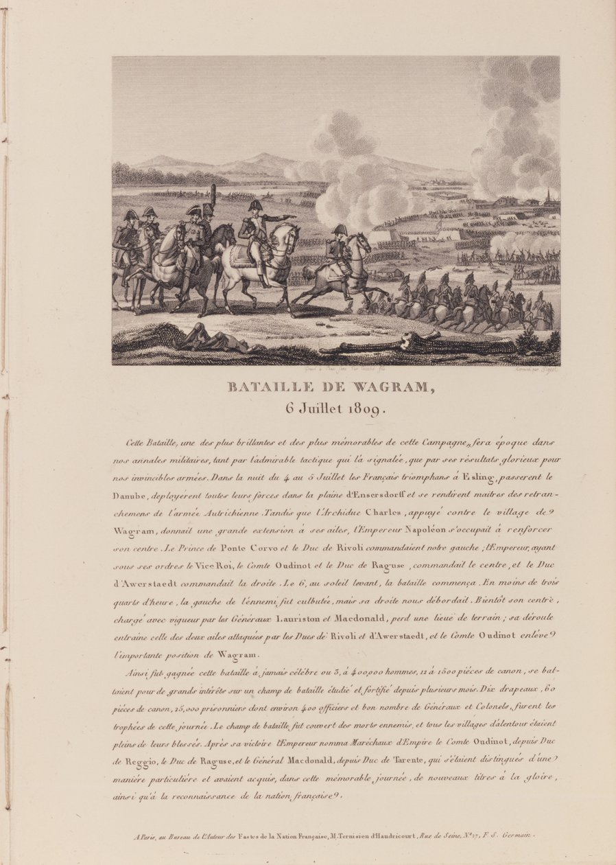 The Battle of Wagram on 6th July 1809 (litho) بواسطة المدرسة الفرنسية