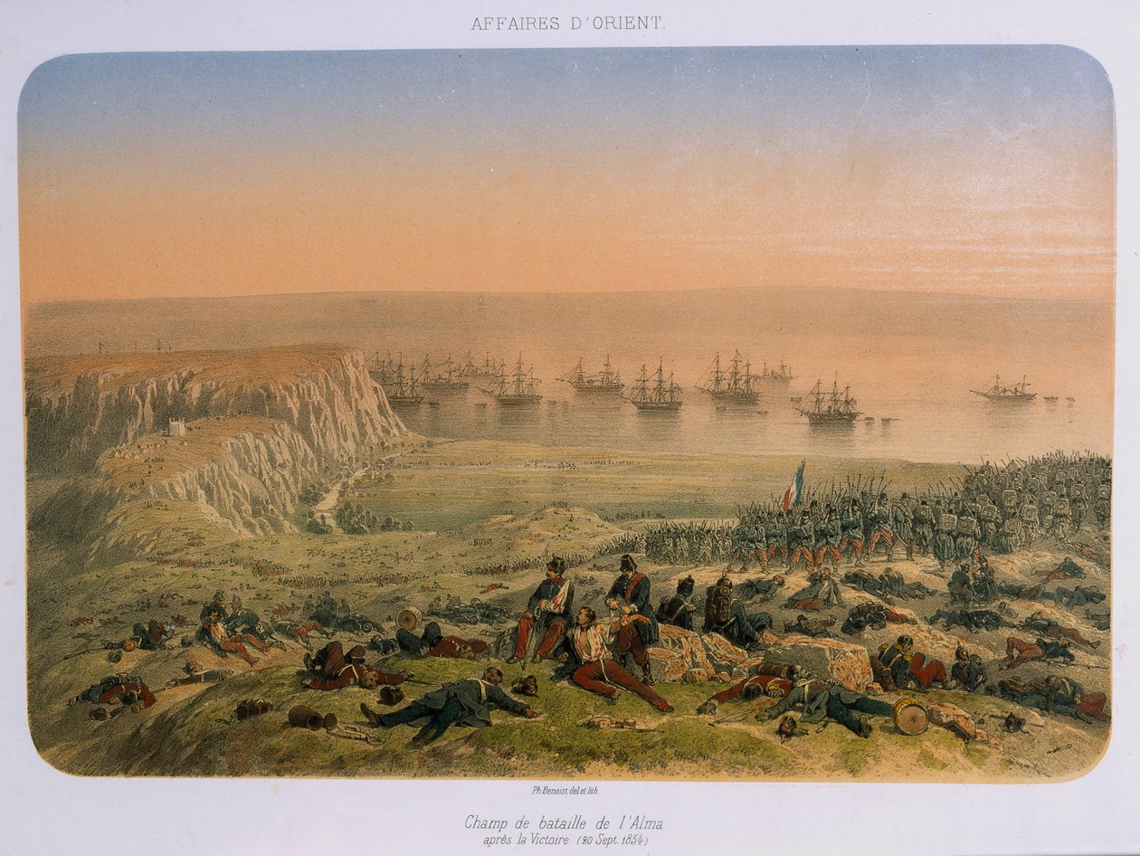 ساحة المعركة في ألما بعد النصر ، 20 سبتمبر 1854 بواسطة المدرسة الفرنسية
