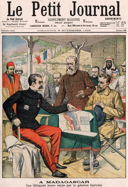 استقبل وفد البوير الجنرال جوزيف سيمون جالياني (1849-1916) في مدغشقر ، غلاف ملحق Le Petit Journal الملون رقم 625 ، 9 نوفمبر 1902 بواسطة المدرسة الفرنسية
