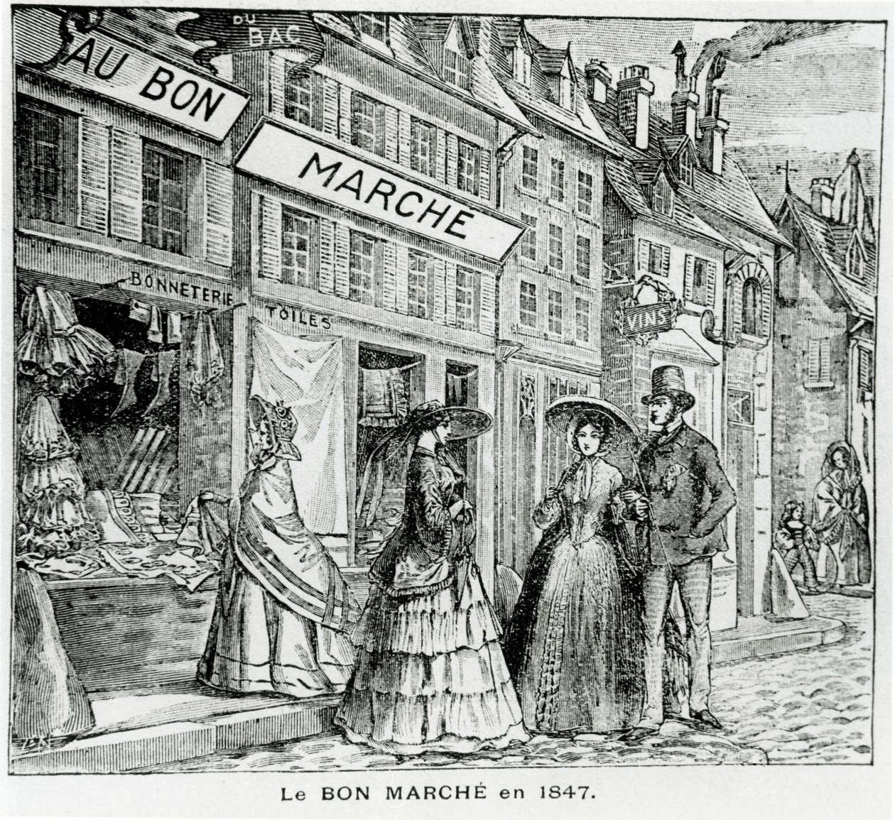 متجر Bon Marché في شارع du Bac في باريس عام 1847 بواسطة المدرسة الفرنسية