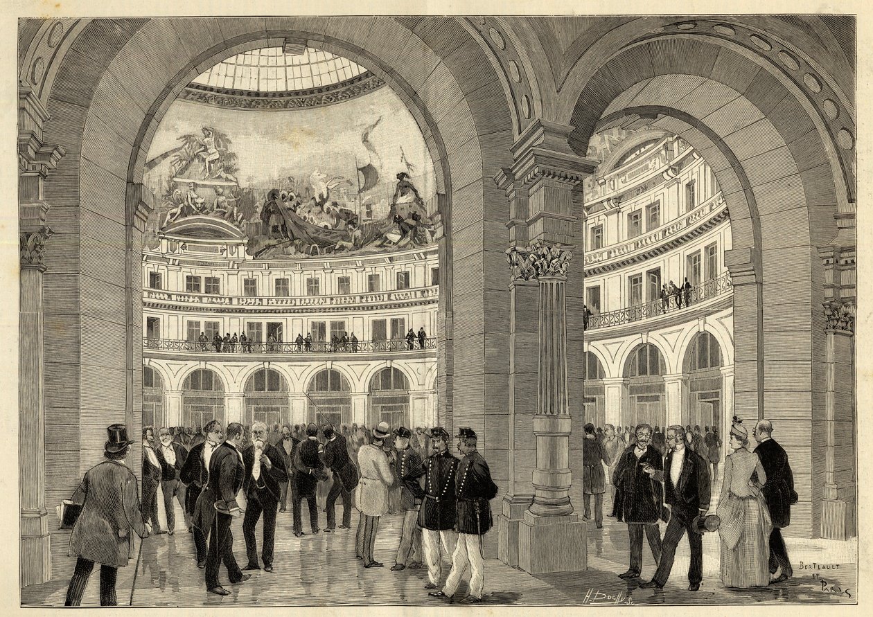 The Bourse du Commerce - Paris (الدائرة الأولى) - 1889 - نقش من Le Monde اللامع - 1889 بواسطة المدرسة الفرنسية