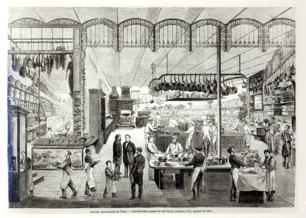 المطابخ الجديدة للمقهى Riche ، 1866 بواسطة المدرسة الفرنسية