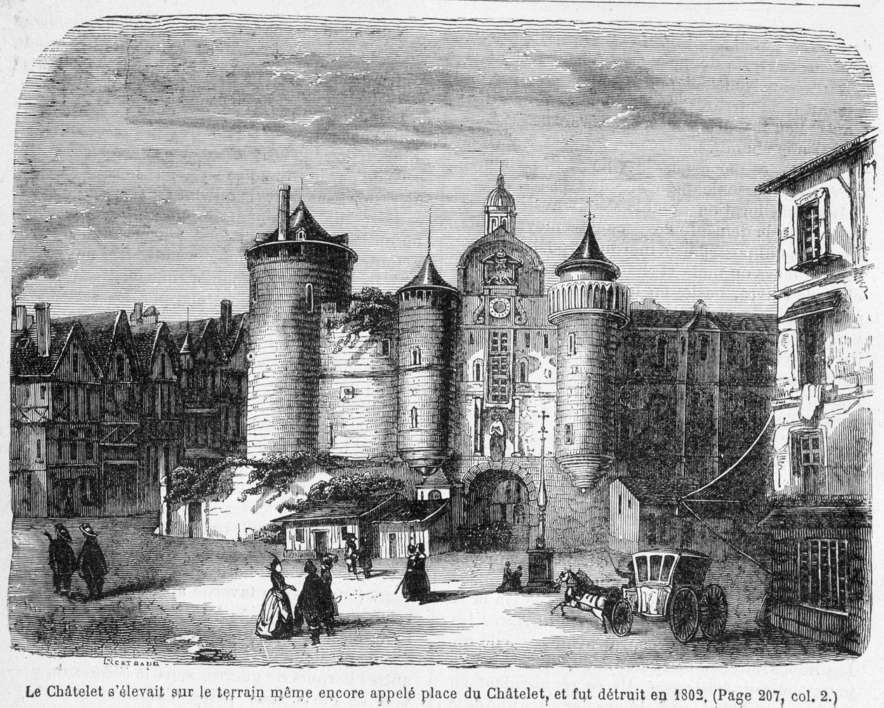 The Chatelet in the 18th century - engraving بواسطة المدرسة الفرنسية
