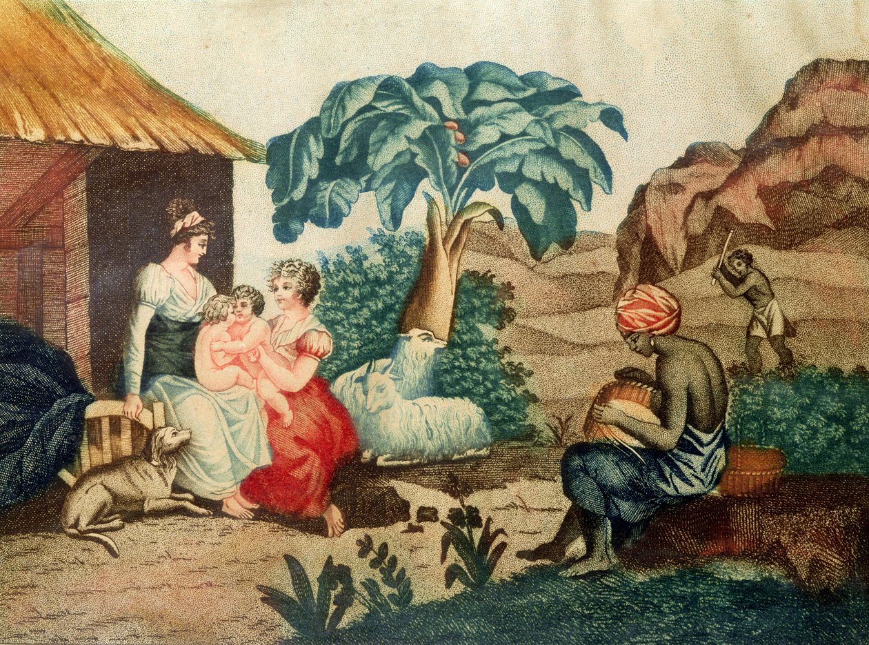 طفولة بول وفيرجيني ، من "بول إي فيرجيني" بقلم هنري برناردين دي سان بيير (1737-1814) بواسطة المدرسة الفرنسية
