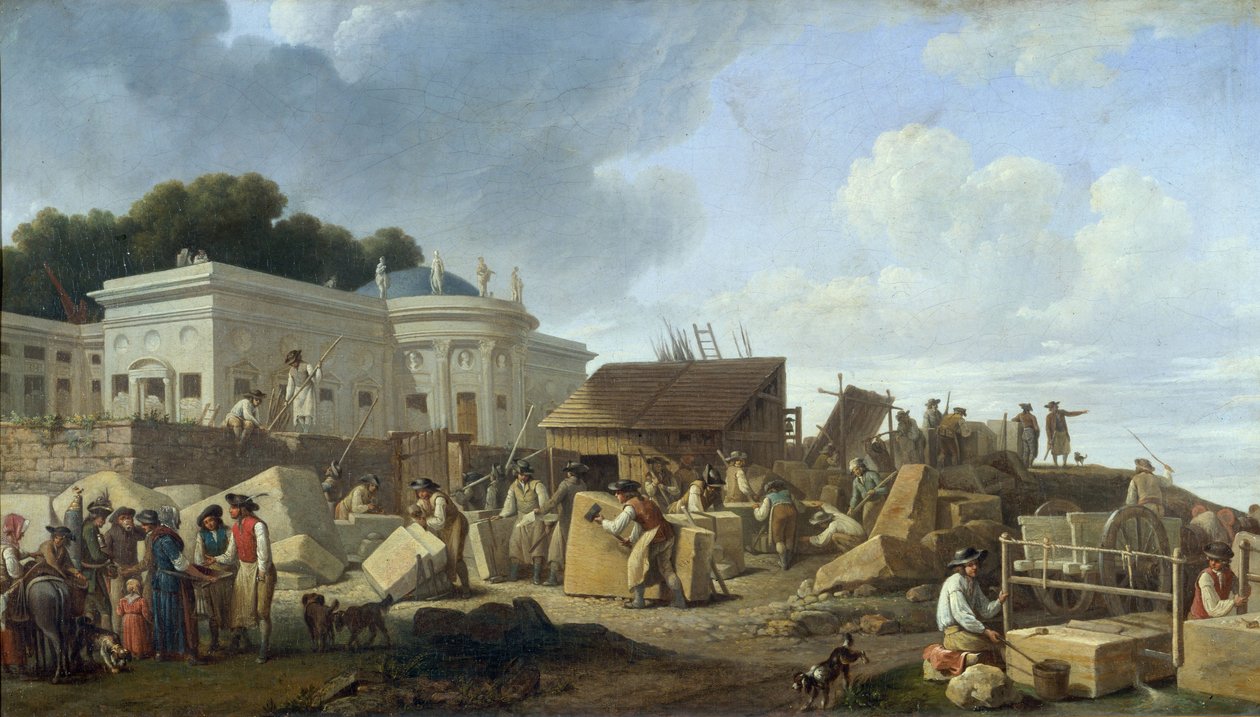 بناء فندق دي سالم عام 1786 (زيت على قماش) بواسطة المدرسة الفرنسية