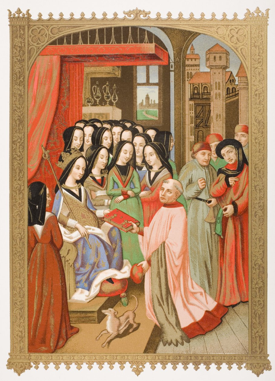 محكمة ماري أنجو (1404-63) نسخة مصغرة من "Twelve Perils of Hell" ، من "Le Moyen Age et La Renaissance" بواسطة Paul Lacroix (1806-84) نشر عام 1847 بواسطة المدرسة الفرنسية