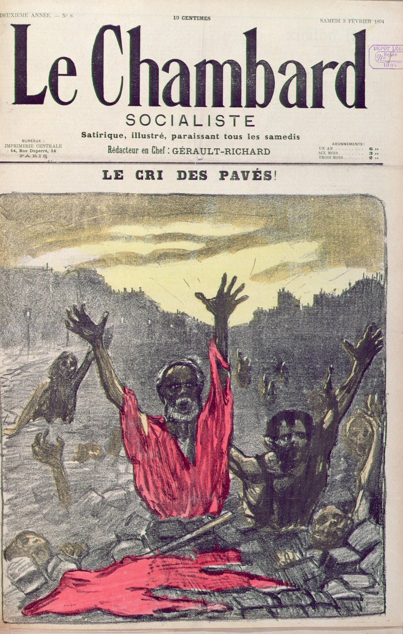صرخة الفقراء ، غلاف مجلة Le Chambard Socialiste ، 3 فبراير 1894 بواسطة المدرسة الفرنسية