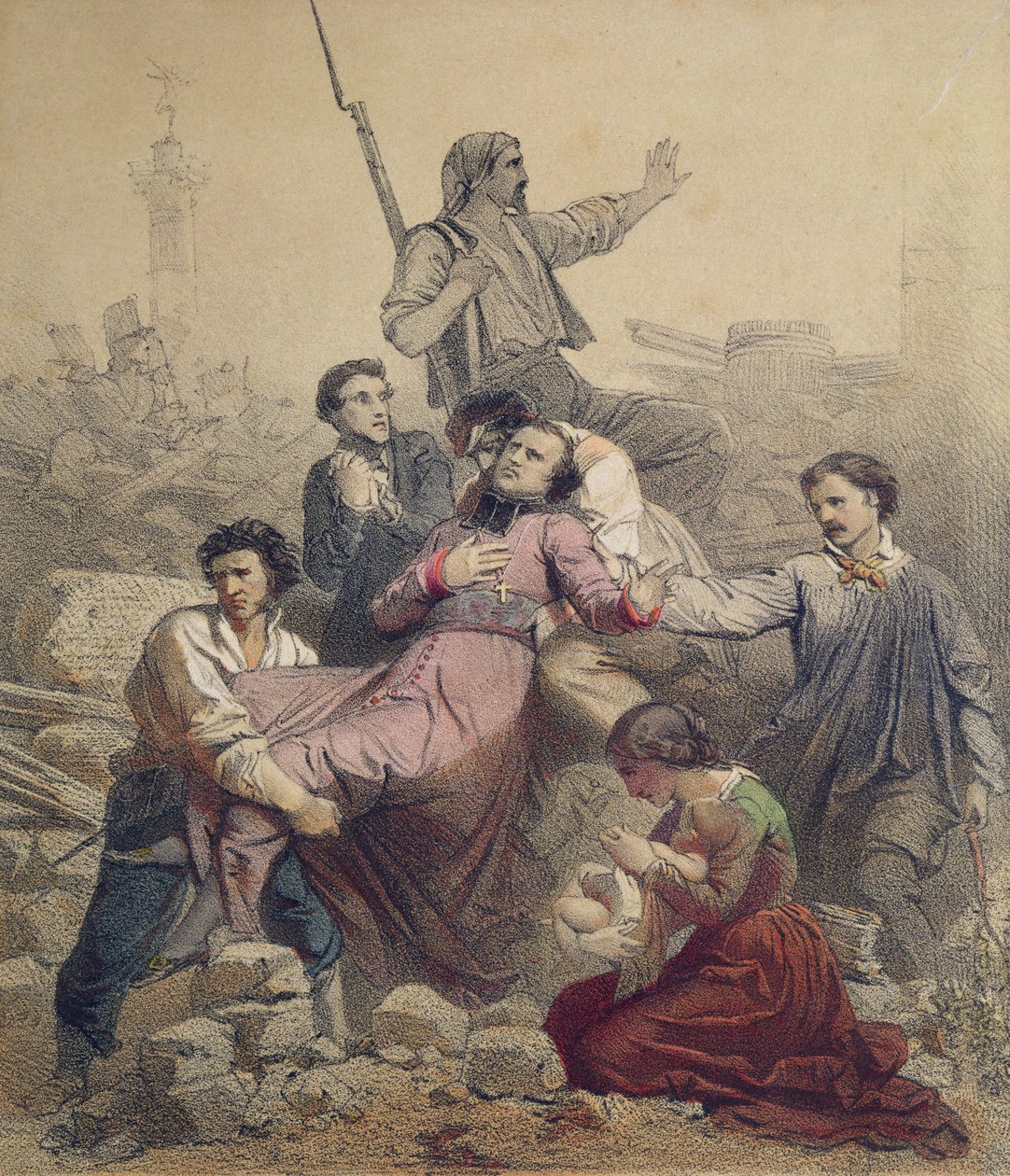 وفاة Monseigneur Affre (1793-1848) في 25 يونيو 1848 بواسطة المدرسة الفرنسية