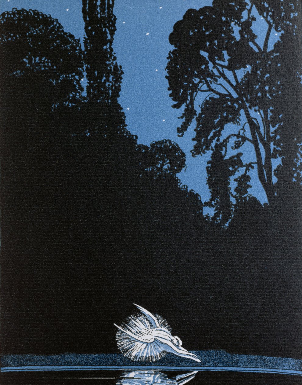 وفاة البجعة ، رسم توضيحي لـ La Gazette du Bon Ton المستوحاة من باليه تشايكوفيسك سوان ليك ، 1924 بواسطة المدرسة الفرنسية