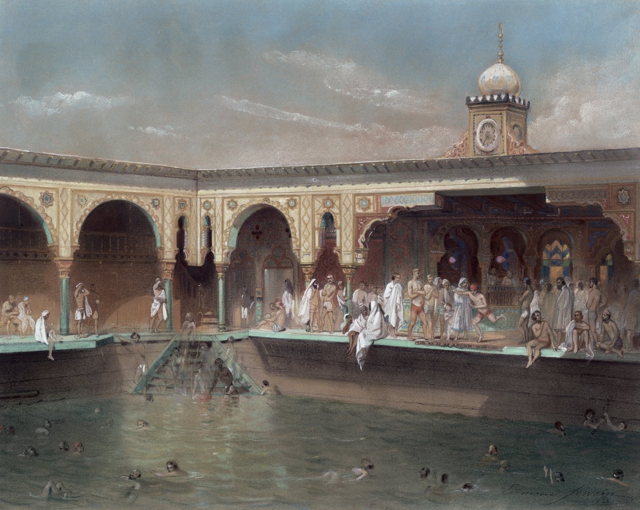 حمامات Deligny ، باريس ، 1842 (مرحاض على ورق) بواسطة المدرسة الفرنسية
