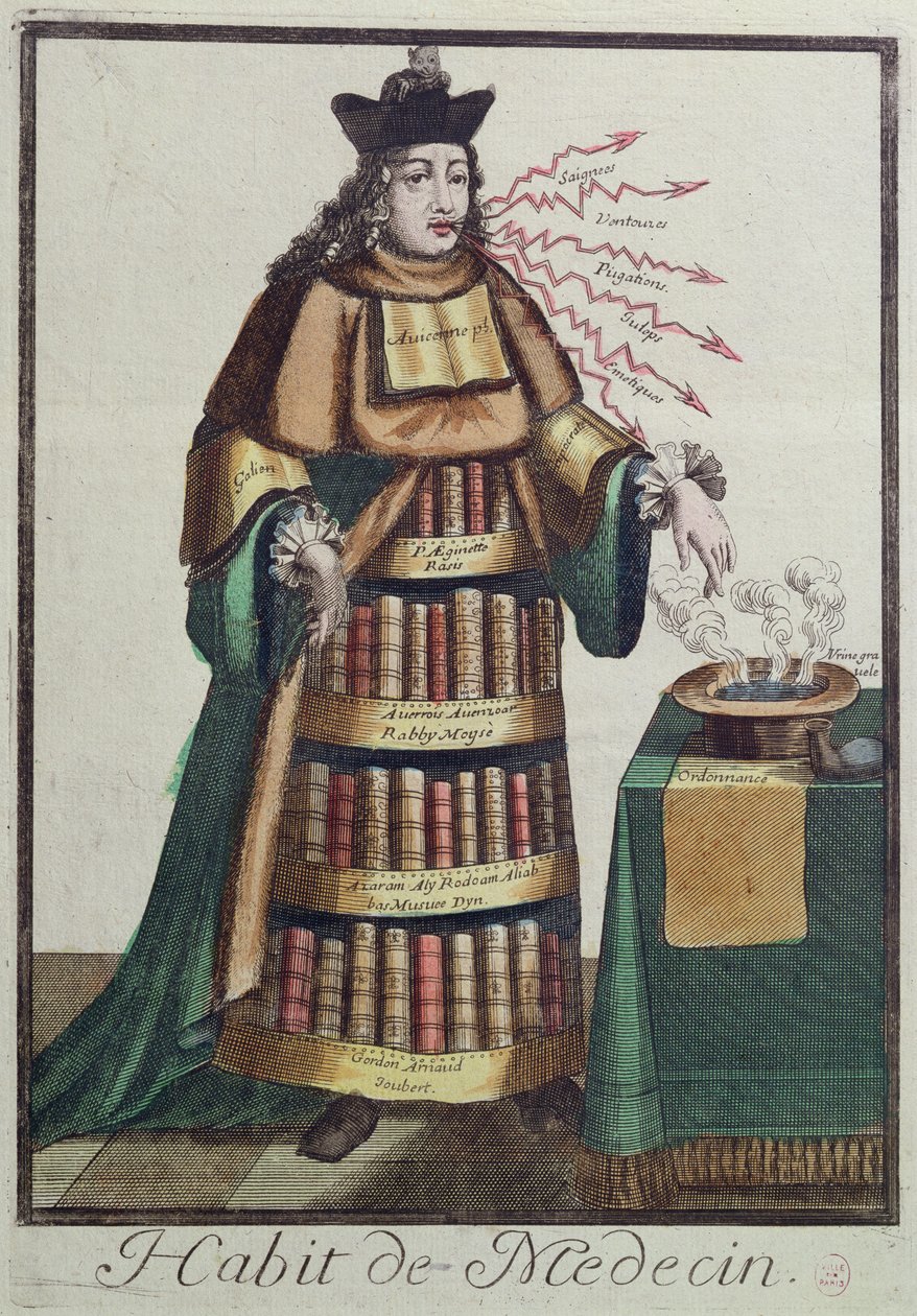 الطبيب ، تصميم زي استعاري ، بعد صورة منقوشة من قبل إحدى عائلة Larmessin ، c.1640-84 بواسطة المدرسة الفرنسية