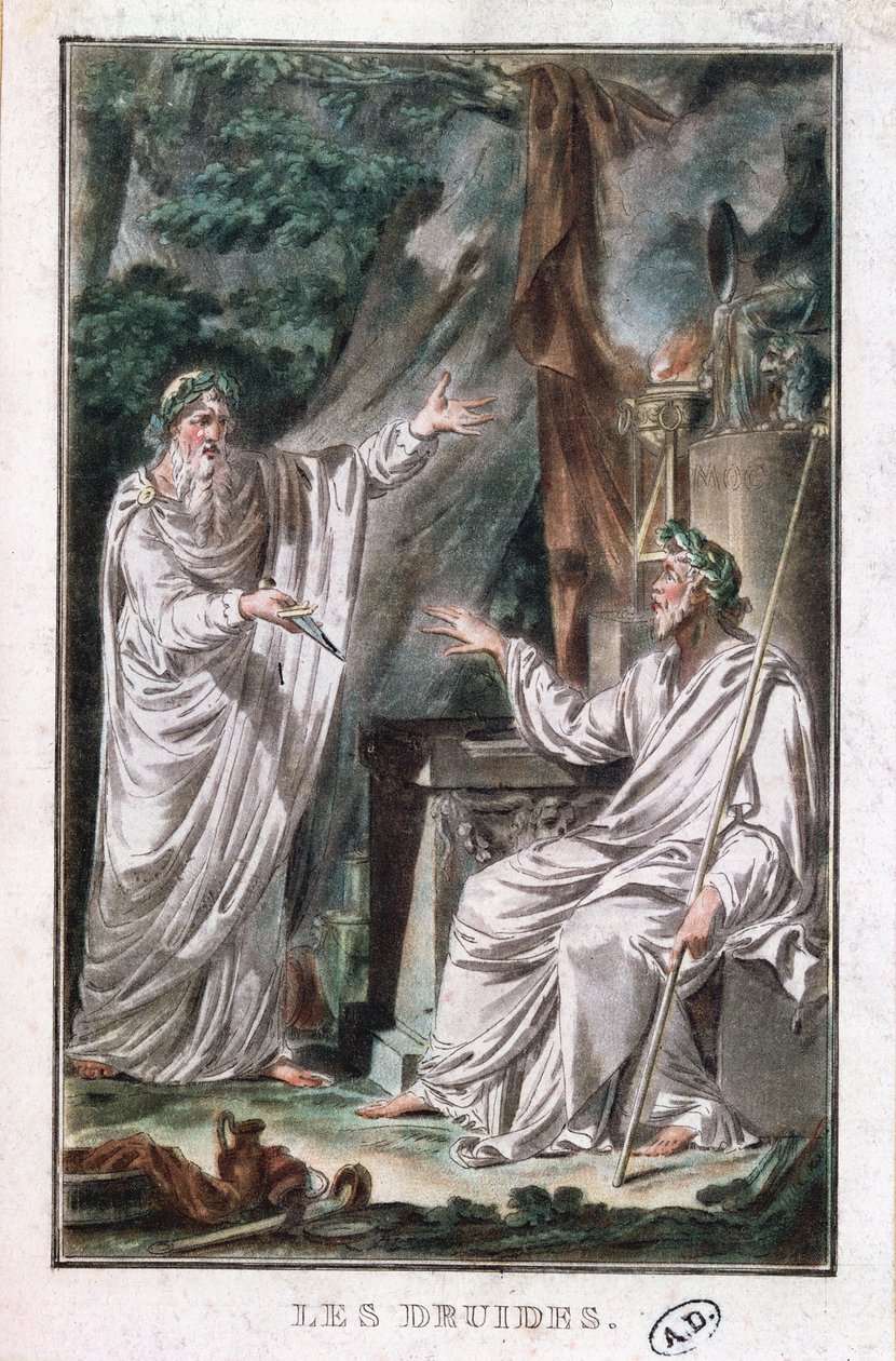 الدرويد ، رسم توضيحي لمسرحية ، c.1800 بواسطة المدرسة الفرنسية