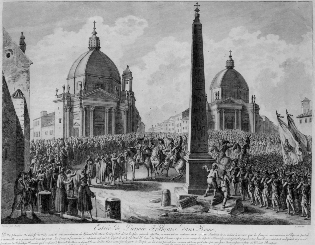 دخول الجيش الفرنسي إلى روما بقيادة المارشال برتييه ، 15 فبراير 1798 بواسطة المدرسة الفرنسية