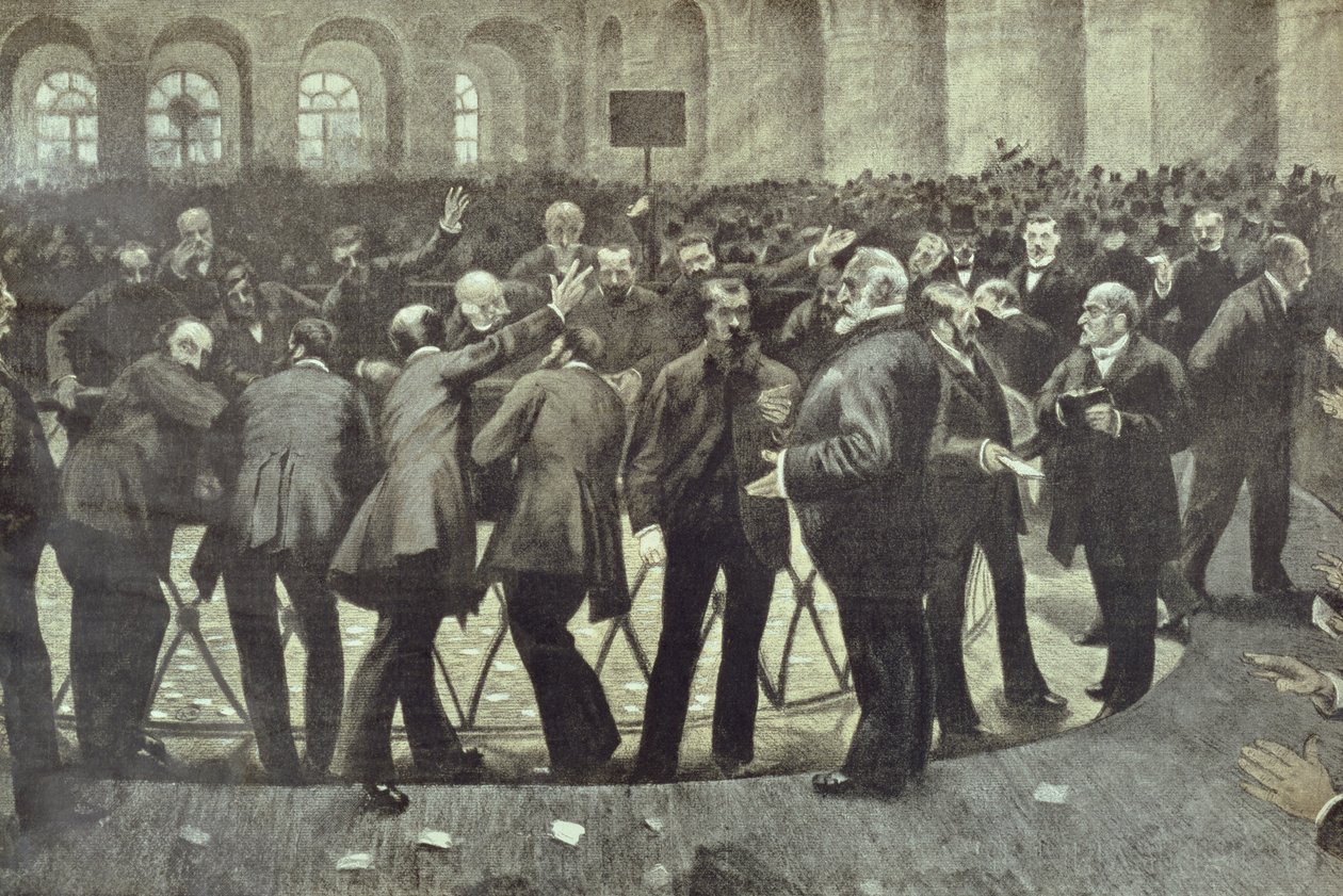 الكوربيلي الشهير في بورصة باريس ، حوالي 1885 بواسطة المدرسة الفرنسية