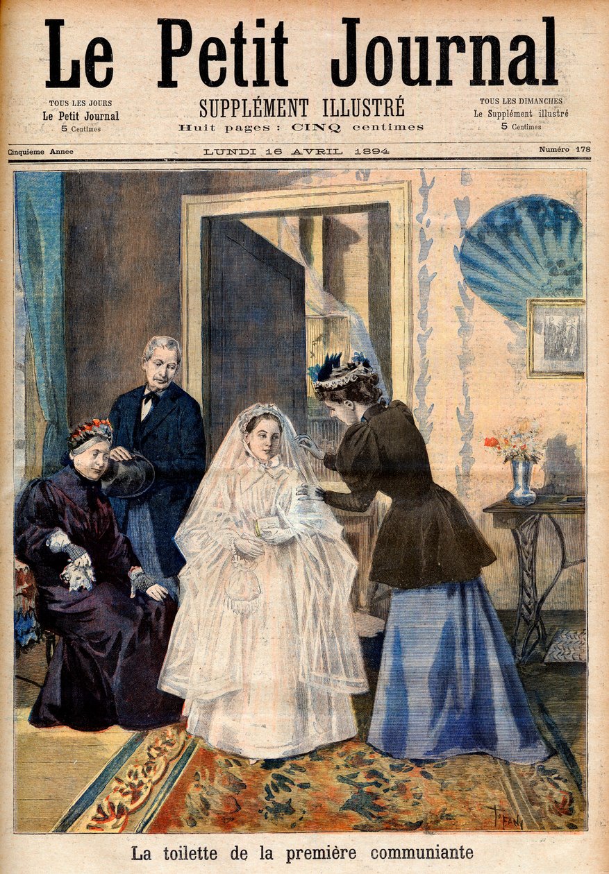 The First Communicant ، رسم توضيحي من Le petit Journal بواسطة المدرسة الفرنسية
