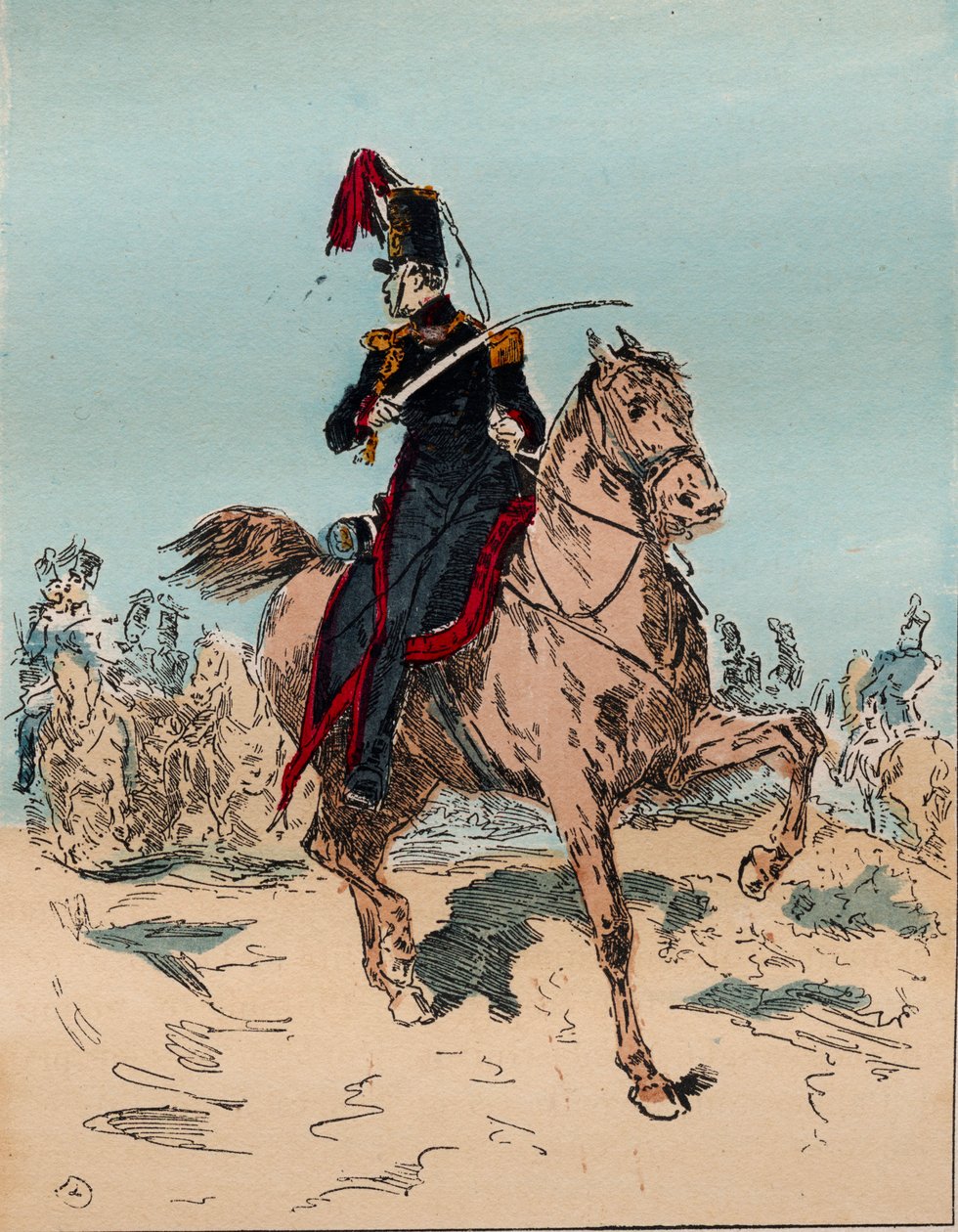 الجيش الفرنسي في عهد لويس فيليب من 1830 إلى 1848 - مدفعية حصان في بطارية - نقش من عام 1882 في "Histoire de dix ans: 1830-1840" "Louis-Blanc (1811-1882) بواسطة المدرسة الفرنسية
