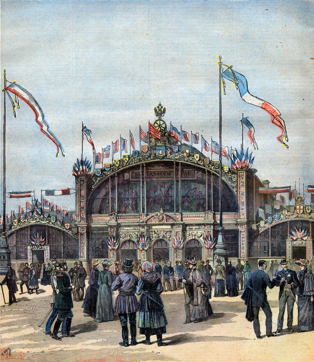 المعرض الفرنسي في موسكو (مايو - أكتوبر 1892) منظر للواجهة. رسم توضيحي لمجلة Le Petit Journal بواسطة المدرسة الفرنسية