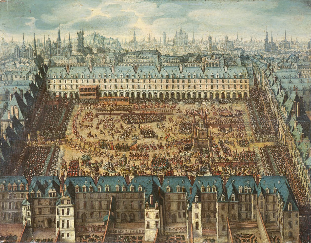 بطولة Glorious Knights Jousting في Place Royale للاحتفال بزواج لويس الثالث عشر (1601-43) من آن النمسا (1601-66) الخامس والسادس والسابع من أبريل 1612 بواسطة المدرسة الفرنسية