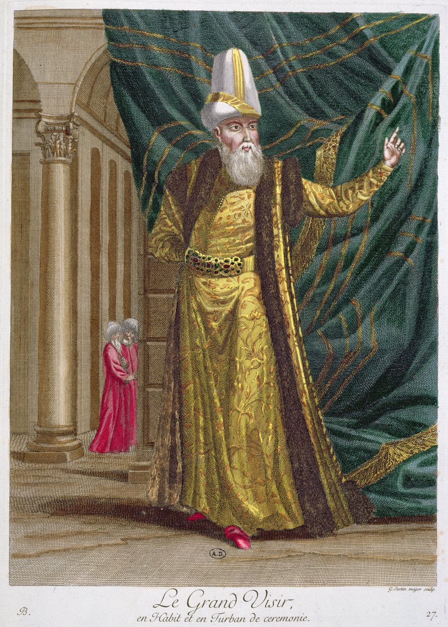 الوزير الأعظم ، من Recueil dEstampes sur les Costumes du Levant ، محفور من قبل جيرارد جان بابتيست سكوتين (1671-1716) 1707-08 بواسطة المدرسة الفرنسية