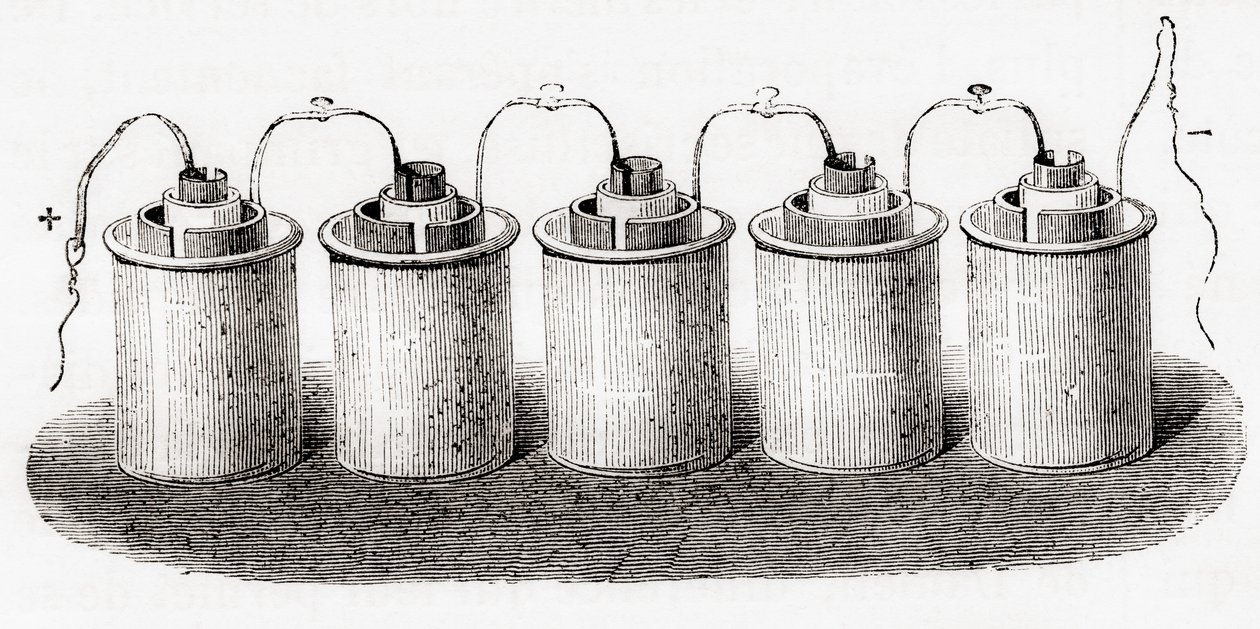 خلية غروف ، من The Wonders of Science ، حانة .1870. بواسطة المدرسة الفرنسية