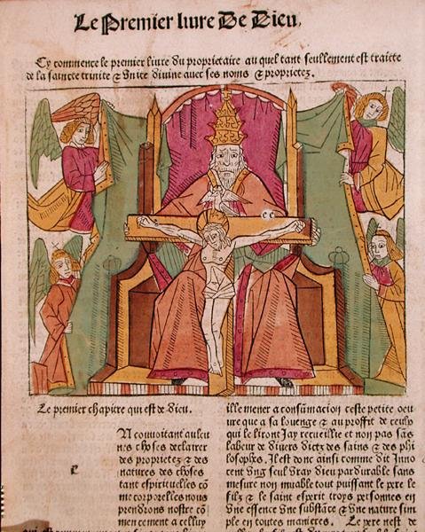 الثالوث المقدس ، من كتاب "Livre des Proprietes des Choses" بقلم بارتليمي الإنجليزي بواسطة المدرسة الفرنسية